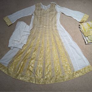 Gold and white Pakistani Indian dress